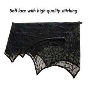 Lulu Home Halloween Fireplace Decorations, Fireplace Mantle Scarf Cover, Black Lace Spider Web for Door, Window and Fireplace Decoration, Halloween Decorations