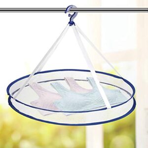 Folding Mesh Clothes Drying Rack Hanging Clothes Laundry Sweater Basket Dryer Net Single Layer Washing Basket with Anti-Wind Hook