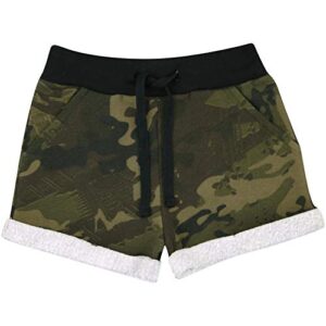 kids girls shorts fleece camouflage green summer hot short dance gym pants 5-13y
