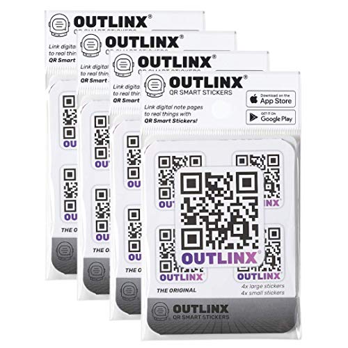 OUTLINX QR Smart Stickers | Stick Digital Notes to Your Things | The Original 4-Pack Bundle 32x Stickers