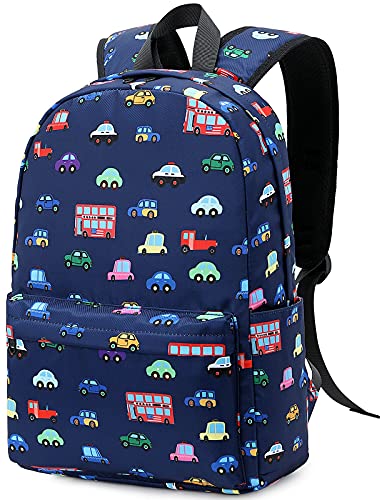 CAMTOP Preschool Backpack for Kids Boys Toddler Backpack Kindergarten School Bookbags (Y0057 Car-Navy Blue)