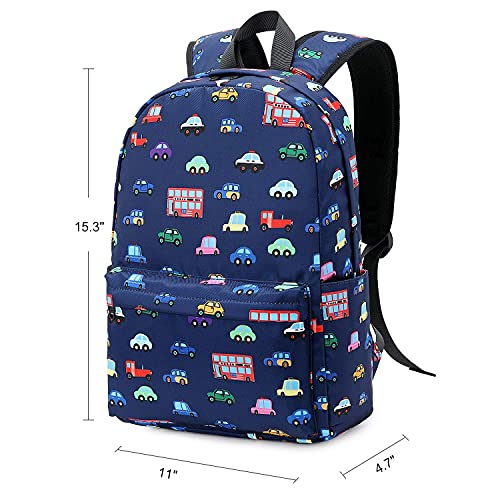 CAMTOP Preschool Backpack for Kids Boys Toddler Backpack Kindergarten School Bookbags (Y0057 Car-Navy Blue)