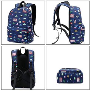 CAMTOP Preschool Backpack for Kids Boys Toddler Backpack Kindergarten School Bookbags (Y0057 Car-Navy Blue)