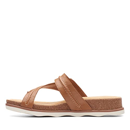 Clarks Brynn Madi Flat Sandal, Light Tan Leather, 9 Medium