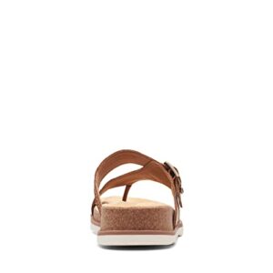 Clarks Brynn Madi Flat Sandal, Light Tan Leather, 9 Medium