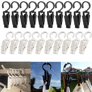 EigPluy Laundry Hooks Clip,20pcs Super Strong Plastic Swivel Hanging Curtain Clips Clothes Pins,Beach Towel Clips for Beach/Lounge Chairs - Keep Your Towel, Clothes Hangers from Blowing Away
