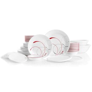 corelle vitrelle 78-piece service for 12 dinnerware set, triple layer glass and chip resistant, lightweight round plates and bowls set, splendor