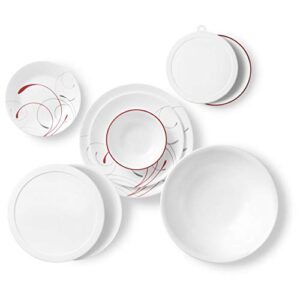 Corelle Vitrelle 78-Piece Service for 12 Dinnerware Set, Triple Layer Glass and Chip Resistant, Lightweight Round Plates and Bowls Set, Splendor