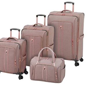 LONDON FOG Newcastle Softside Expandable Spinner Luggage, Rose Charcoal Herringbone, 4 Piece Set