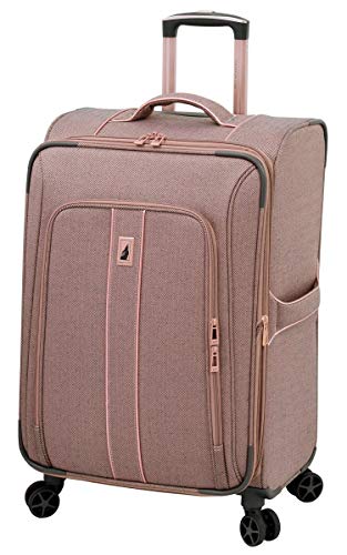 LONDON FOG Newcastle Softside Expandable Spinner Luggage, Rose Charcoal Herringbone, 4 Piece Set