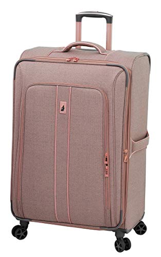 LONDON FOG Newcastle Softside Expandable Spinner Luggage, Rose Charcoal Herringbone, 4 Piece Set