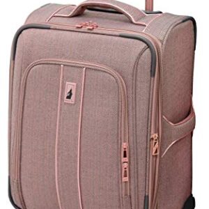 LONDON FOG Newcastle Softside Expandable Spinner Luggage, Rose Charcoal Herringbone, 4 Piece Set