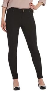 hue women's ultra soft fleece lined denim leggings, black, large
