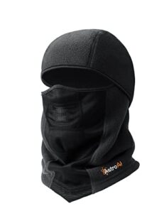 astroai balaclava ski mask winter fleece thermal face mask cover for men women warmer windproof breathable, cold weather gear for skiing, outdoor work, riding motorcycle & snowboarding, black