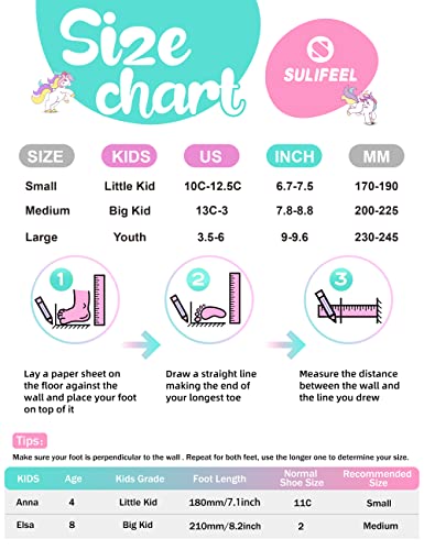 SULIFEEL Rainbow Unicorn 4 Size Adjustable Light up Roller Skates for Girls Boys for Kids Medium