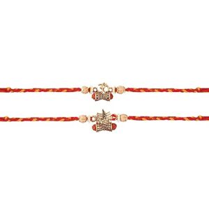 Eximious India Set of 2 Rakhi For Brother With Card Shiva and Om Pendant For Raksha Bandhan Designer Rakhi Thread for Bhaiya (Design 2)