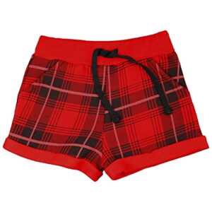 kids girls shorts fleece red tartan summer hot short dance gym pants 5-13 years