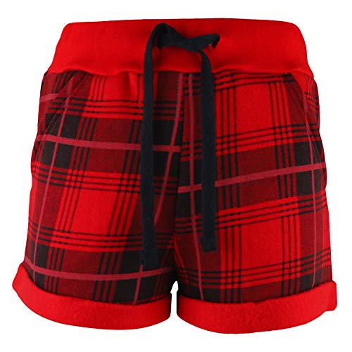 Kids Girls Shorts Fleece Red Tartan Summer Hot Short Dance Gym Pants 5-13 Years