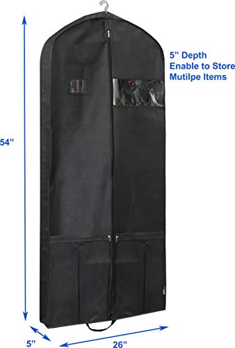 Simplehousware 54-Inch Heavy Duty Garment Bag w/Pocket for Suits, Tuxedos, Dresses, Coats