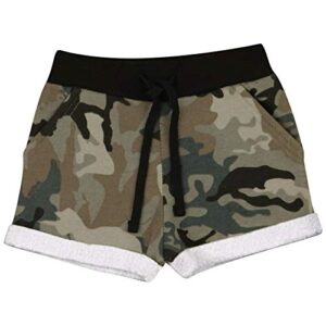 kids girls shorts fleece camouflage charcoal summer hot short dance gym pants