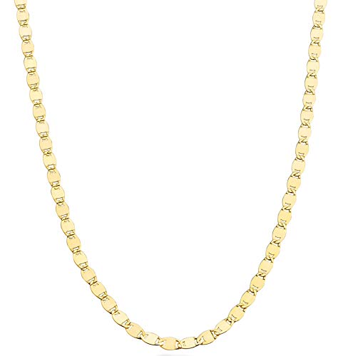 Miabella 18K Gold Over 925 Sterling Silver Italian Sparkle Mirror Link Chain Necklace for Women Teen Girls, Made in Italy (Length 20 inch)