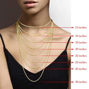 Miabella 18K Gold Over 925 Sterling Silver Italian Sparkle Mirror Link Chain Necklace for Women Teen Girls, Made in Italy (Length 20 inch)