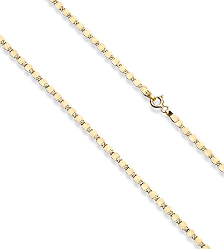 Miabella 18K Gold Over 925 Sterling Silver Italian Sparkle Mirror Link Chain Necklace for Women Teen Girls, Made in Italy (Length 20 inch)