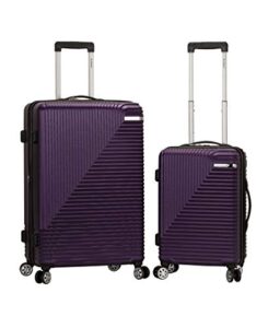 rockland star trail hardside spinner wheel luggage, purple, 2-piece set (20/28)