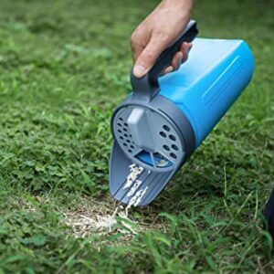 TIPU Hand Spreader Shaker, Handheld Spreader for Grass Seed, Fertilizer & Earth Food, Snow Salt, Ice and Snow Melt - Multiple Adjustable Opening Sizes for All Purpose- Up to 80 Oz