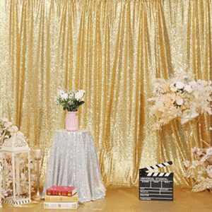 Juya Delight Gold Sequin Photography Backdrop Curtain for Wedding Party Decoration Festival Ceremony Video,2ft x 8ft x 2Pcs Gold