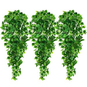 ageomet 3pcs artificial hanging plants, 3.6ft fake ivy vine for wall house room indoor outdoor decoration (no baskets)