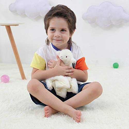 Apricot Lamb Luxury Snuggle Plush White Lamb Sheep Infant Stuffed Animals Security Blanket Nursery Character Blanket(White Lamb, 14 Inches)