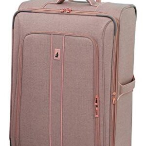 LONDON FOG Newcastle Softside Expandable Spinner Luggage, Rose Charcoal Herringbone, Checked-Large 28-Inch