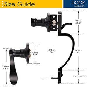 home improvement direct Camelot Trim Lower Half Handleset, Flat Black Entry Door Handle with Accent Wave Door Lever for Electronic Keypad with Drop Interior Left Handed Lever