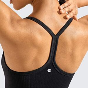 CRZ YOGA Seamless Workout Tank Tops for Women Racerback Athletic Camisole Sports Shirts with Built in Bra Black Medium