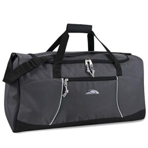 55 liter, 24 inch lightweight canvas duffle bags for men & women for traveling, the gym, and as sports equipment bag/organizer (grey 1)