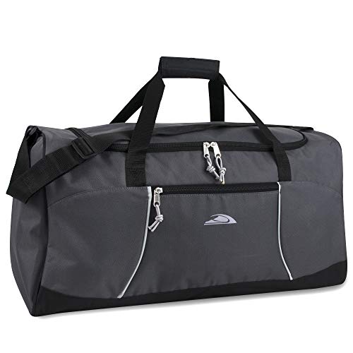 55 Liter, 24 Inch Lightweight Canvas Duffle Bags for Men & Women For Traveling, the Gym, and as Sports Equipment Bag/Organizer (Grey 1)