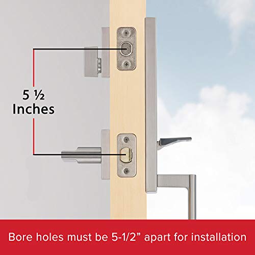 Kwikset Vancouver Front Door Lock Handle and Deadbolt Set, Entry Handleset Exterior with Interior Reversible Lever, Satin Nickel, Pick Resistant SmartKey Rekey Deadbolt Security