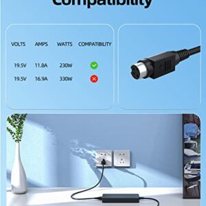 230W AC Charger Fit for MSI GT75 GT76 GT75VR GT73VR GT63 GT62VR GT83 GT83VR WT75 WT73VR,Trident 3 8RC 8RA 9SI 9SH 10SA 10SI VR7RC,Vortex W25 G25 Laptop Power Supply Adapter Cord