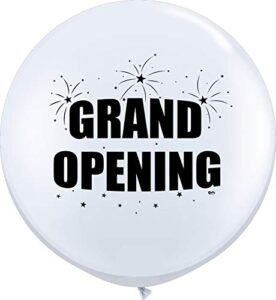 grand opening balloons (white - black ink) - giant 36 inch latex (1 piece) for event use - fill with air or helium