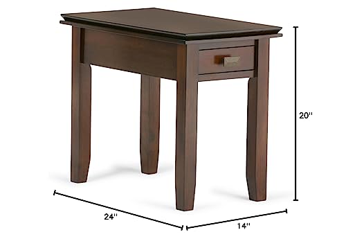 SIMPLIHOME Artisan SOLID WOOD 14 inch wide Rectangle Narrow End Side Table in Russet Brown with Storage, 1 Drawer, for the Living Room and Bedroom