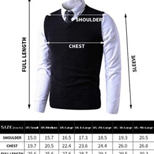 LTIFONE Black Sweater Vest for Men，Business Slim Fit Mens Sweater V Neck，Big and Tall Pullover Sleeveless Sweaters(4XL)