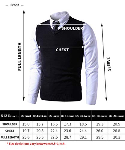 LTIFONE Black Sweater Vest for Men，Business Slim Fit Mens Sweater V Neck，Big and Tall Pullover Sleeveless Sweaters(4XL)