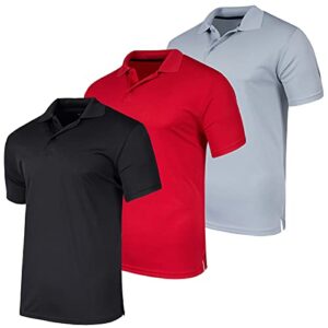 3 pack:mens quick dry fit polo shirt short sleeve golf tennis clothing active wear athletic performance tech sports essentials moisture wicking casual dri-fit t shirts,set 6-xxl