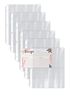 recipe card page protectors, 50 count, 4 x 6 inch pockets, 2 pockets per page, (for 8.5"x 9.5" binders),by better kitchen products, recipe book pocket page refill sheets, side margin loading,