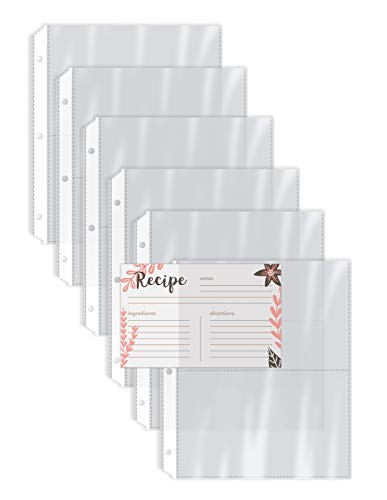 Recipe Card Page Protectors, 50 Count, 4 x 6 inch Pockets, 2 Pockets Per Page, (for 8.5"x 9.5" Binders),by Better Kitchen Products, Recipe Book Pocket Page Refill Sheets, Side Margin Loading,