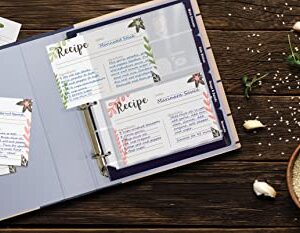 Recipe Card Page Protectors, 50 Count, 4 x 6 inch Pockets, 2 Pockets Per Page, (for 8.5"x 9.5" Binders),by Better Kitchen Products, Recipe Book Pocket Page Refill Sheets, Side Margin Loading,