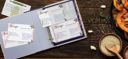 Recipe Card Page Protectors, 50 Count, 4 x 6 inch Pockets, 2 Pockets Per Page, (for 8.5"x 9.5" Binders),by Better Kitchen Products, Recipe Book Pocket Page Refill Sheets, Side Margin Loading,