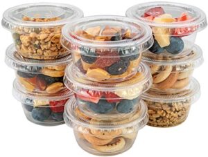 safeware 2oz [200 set] disposable clear plastic jello shot cups with lids, souffle portion container