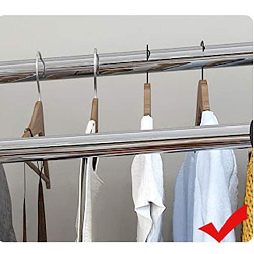 Coat Rack Coat Rack Stand,Coat Rack Coat Hat Stand Garment Rack, 3-Layer Storage Adjustable Telescopic Drying Rack, Clothes Pole Double Rod Hanger, Stainless Steel Indoor/Balcony/Outdoor,Black